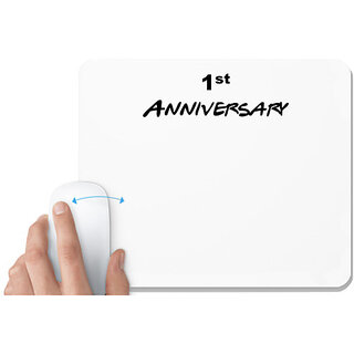                       UDNAG White Mousepad '1st Anniversary' for Computer / PC / Laptop [230 x 200 x 5mm]                                              
