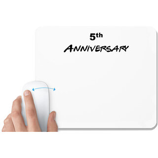                       UDNAG White Mousepad '5th Anniversary' for Computer / PC / Laptop [230 x 200 x 5mm]                                              