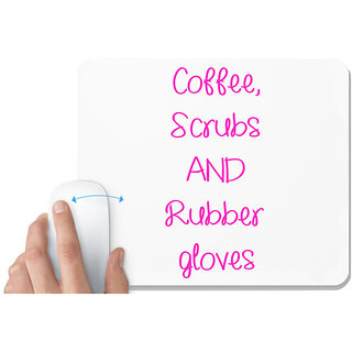                       UDNAG White Mousepad 'Nurse | Coffee scrubs and rubber gloves' for Computer / PC / Laptop [230 x 200 x 5mm]                                              