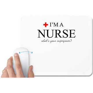                       UDNAG White Mousepad 'Nurse | I am a nurse' for Computer / PC / Laptop [230 x 200 x 5mm]                                              