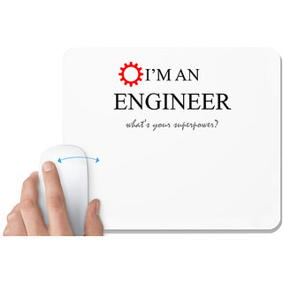                       UDNAG White Mousepad 'Engineer | an engineer' for Computer / PC / Laptop [230 x 200 x 5mm]                                              