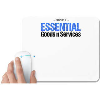                       UDNAG White Mousepad 'Covid | Essential goods and services' for Computer / PC / Laptop [230 x 200 x 5mm]                                              