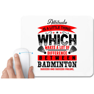                       UDNAG White Mousepad 'Badminton | Attitude SUCCESS AND FAILURE' for Computer / PC / Laptop [230 x 200 x 5mm]                                              