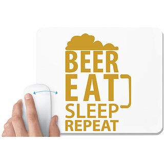                       UDNAG White Mousepad 'Beer | Beer Eat Sleep' for Computer / PC / Laptop [230 x 200 x 5mm]                                              