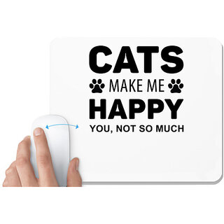                       UDNAG White Mousepad 'Cat | Cats Make Me' for Computer / PC / Laptop [230 x 200 x 5mm]                                              