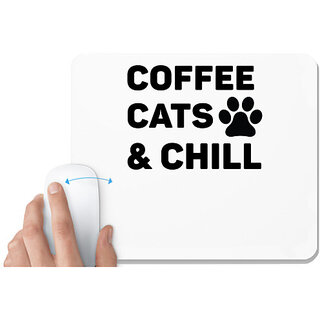                       UDNAG White Mousepad 'Coffee Cat | Coffee Cat' for Computer / PC / Laptop [230 x 200 x 5mm]                                              