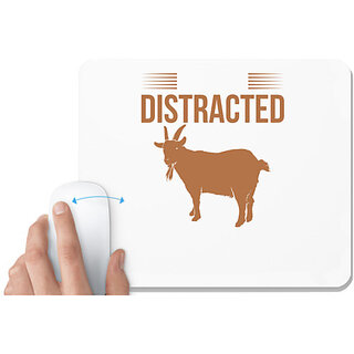                       UDNAG White Mousepad 'Goats | easily distracted by goats' for Computer / PC / Laptop [230 x 200 x 5mm]                                              
