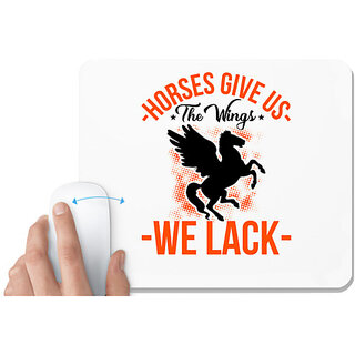                       UDNAG White Mousepad 'Black Horse | horses give us the wings we lack' for Computer / PC / Laptop [230 x 200 x 5mm]                                              