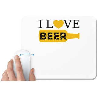                       UDNAG White Mousepad 'Beer | I Love Beer1' for Computer / PC / Laptop [230 x 200 x 5mm]                                              