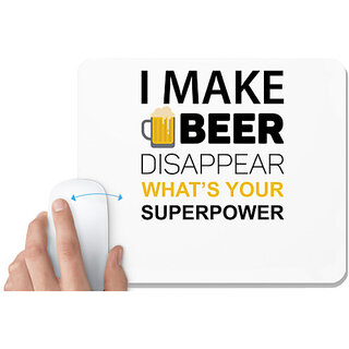                       UDNAG White Mousepad 'Beer | I Make Beer' for Computer / PC / Laptop [230 x 200 x 5mm]                                              