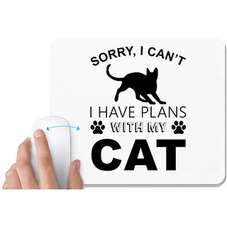                       UDNAG White Mousepad 'Cat | Sorry I Can't' for Computer / PC / Laptop [230 x 200 x 5mm]                                              
