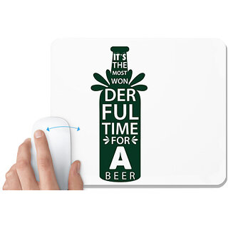                      UDNAG White Mousepad 'Beer | It's the most wonderful' for Computer / PC / Laptop [230 x 200 x 5mm]                                              