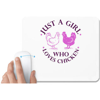                       UDNAG White Mousepad 'Chicken | just a girl who loves chicken' for Computer / PC / Laptop [230 x 200 x 5mm]                                              