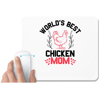                       UDNAG White Mousepad 'Chicken | world's best chicken mom' for Computer / PC / Laptop [230 x 200 x 5mm]                                              