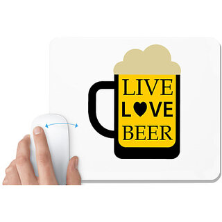                       UDNAG White Mousepad 'Beer | Live Love Beer' for Computer / PC / Laptop [230 x 200 x 5mm]                                              