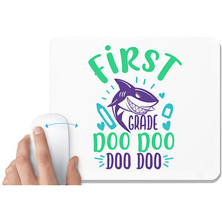                       UDNAG White Mousepad 'Shark | 1st grade doo doo' for Computer / PC / Laptop [230 x 200 x 5mm]                                              