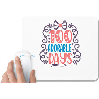                       UDNAG White Mousepad 'Adorable Days | 100 adorable days' for Computer / PC / Laptop [230 x 200 x 5mm]                                              