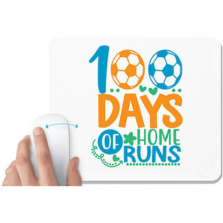                       UDNAG White Mousepad '100 Days | 100 days of home runs' for Computer / PC / Laptop [230 x 200 x 5mm]                                              