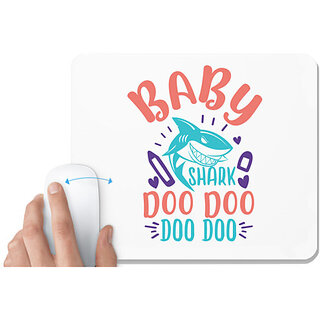                       UDNAG White Mousepad 'Baby | baby shark doo doo' for Computer / PC / Laptop [230 x 200 x 5mm]                                              