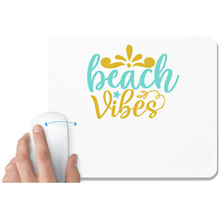                       UDNAG White Mousepad 'Beach | BEACH VIBES' for Computer / PC / Laptop [230 x 200 x 5mm]                                              