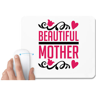                       UDNAG White Mousepad 'Mother | BEAUTIFUL' for Computer / PC / Laptop [230 x 200 x 5mm]                                              