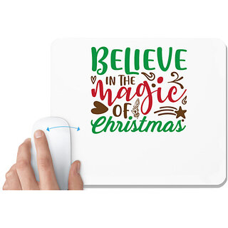                       UDNAG White Mousepad 'Christmas | believe in the magic christmas' for Computer / PC / Laptop [230 x 200 x 5mm]                                              