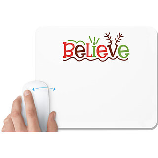                       UDNAG White Mousepad 'Believe | believe' for Computer / PC / Laptop [230 x 200 x 5mm]                                              