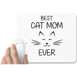                       UDNAG White Mousepad 'Mother | BEST CAT MOM EVER' for Computer / PC / Laptop [230 x 200 x 5mm]                                              