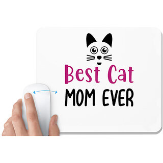                       UDNAG White Mousepad 'Mom | Best cat' for Computer / PC / Laptop [230 x 200 x 5mm]                                              