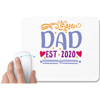                       UDNAG White Mousepad 'Father | Dad, est 2020' for Computer / PC / Laptop [230 x 200 x 5mm]                                              