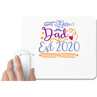                       UDNAG White Mousepad 'Dad Father | Dad, est 2020' for Computer / PC / Laptop [230 x 200 x 5mm]                                              