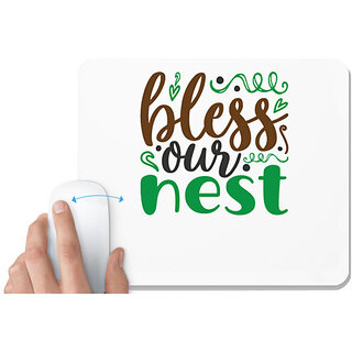                       UDNAG White Mousepad 'Nest | blese our nest' for Computer / PC / Laptop [230 x 200 x 5mm]                                              