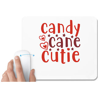                       UDNAG White Mousepad 'Candy | candy cane cutie' for Computer / PC / Laptop [230 x 200 x 5mm]                                              