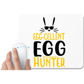                       UDNAG White Mousepad 'Easter | egg cellent egg hunter' for Computer / PC / Laptop [230 x 200 x 5mm]                                              