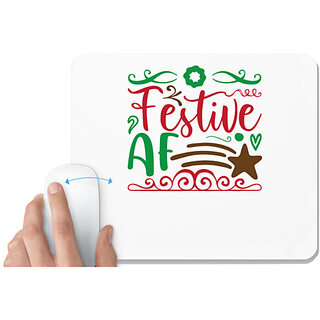                       UDNAG White Mousepad 'Christmas Santa | festive af' for Computer / PC / Laptop [230 x 200 x 5mm]                                              