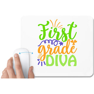                       UDNAG White Mousepad 'Teacher | first grade diva' for Computer / PC / Laptop [230 x 200 x 5mm]                                              
