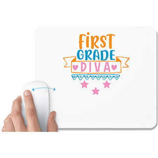                       UDNAG White Mousepad 'School Teacher | first grade diva' for Computer / PC / Laptop [230 x 200 x 5mm]                                              