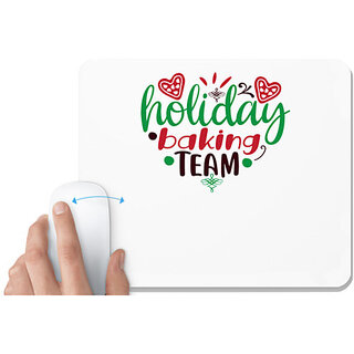                       UDNAG White Mousepad 'holiday | holiday baking team' for Computer / PC / Laptop [230 x 200 x 5mm]                                              