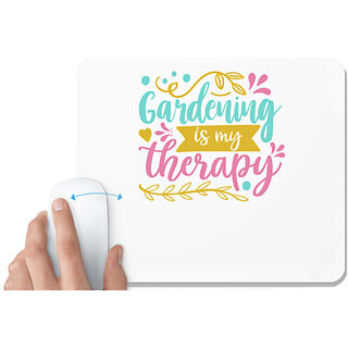                      UDNAG White Mousepad 'Gardening is my therapy' for Computer / PC / Laptop [230 x 200 x 5mm]                                              