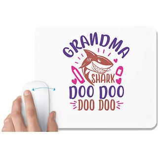                       UDNAG White Mousepad 'Shark | grandma shark doo doo' for Computer / PC / Laptop [230 x 200 x 5mm]                                              