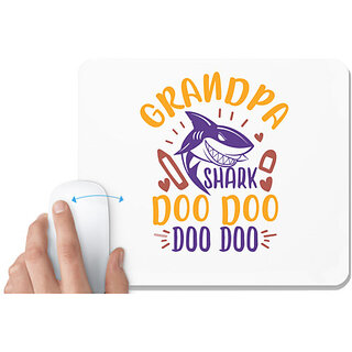                       UDNAG White Mousepad 'Shark | grandpa shark doo doo' for Computer / PC / Laptop [230 x 200 x 5mm]                                              