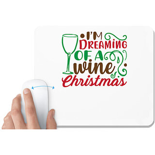                       UDNAG White Mousepad 'Christmas Santa | i'm dreaming of a wine christmas' for Computer / PC / Laptop [230 x 200 x 5mm]                                              