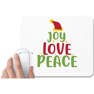                       UDNAG White Mousepad 'Christmas | joy love peace' for Computer / PC / Laptop [230 x 200 x 5mm]                                              