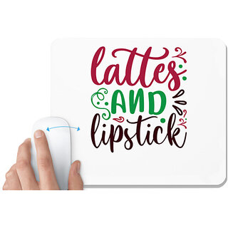                       UDNAG White Mousepad 'lattes and lipstick' for Computer / PC / Laptop [230 x 200 x 5mm]                                              