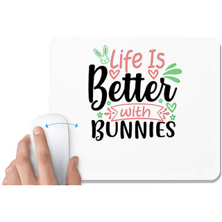                       UDNAG White Mousepad 'Bunnies | life is better with bunnies' for Computer / PC / Laptop [230 x 200 x 5mm]                                              