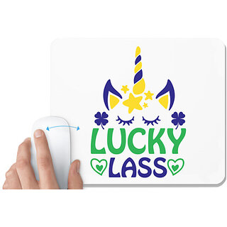                       UDNAG White Mousepad 'Lucky | lucy lass' for Computer / PC / Laptop [230 x 200 x 5mm]                                              