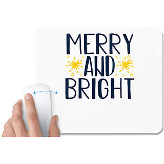                       UDNAG White Mousepad 'Christmas Santa | Merry and bright' for Computer / PC / Laptop [230 x 200 x 5mm]                                              