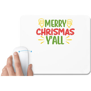                       UDNAG White Mousepad 'Christmas Santa | Merry christmas y'all!' for Computer / PC / Laptop [230 x 200 x 5mm]                                              