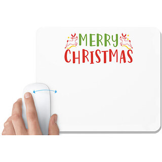                       UDNAG White Mousepad 'Merry christmas' for Computer / PC / Laptop [230 x 200 x 5mm]                                              