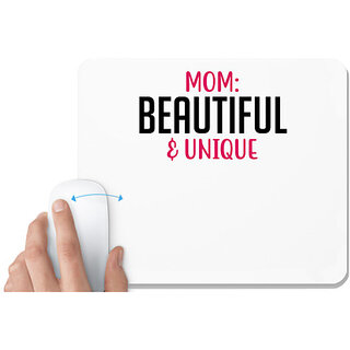                       UDNAG White Mousepad 'Mother | MOM BEAUTIFUL & UNIQUE' for Computer / PC / Laptop [230 x 200 x 5mm]                                              